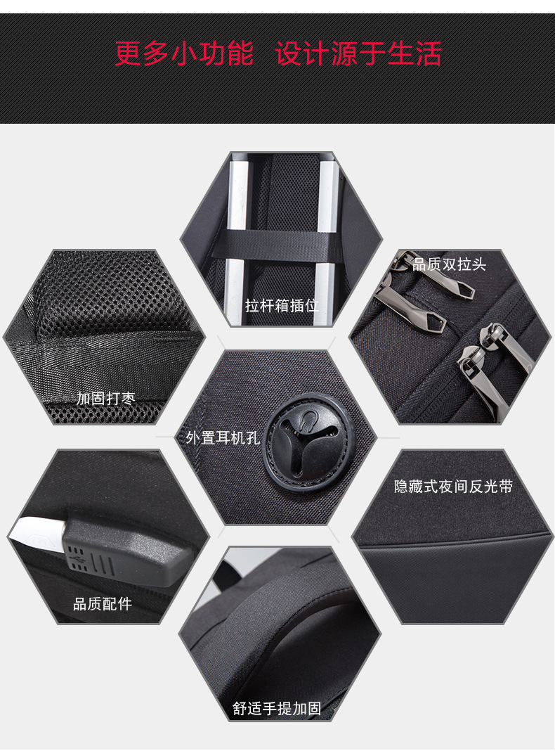 New Cross-Border Men's Backpack Large Capacity Oxford Fabric Backpack Printed LOGO Business Computer Backpack Travel Bag