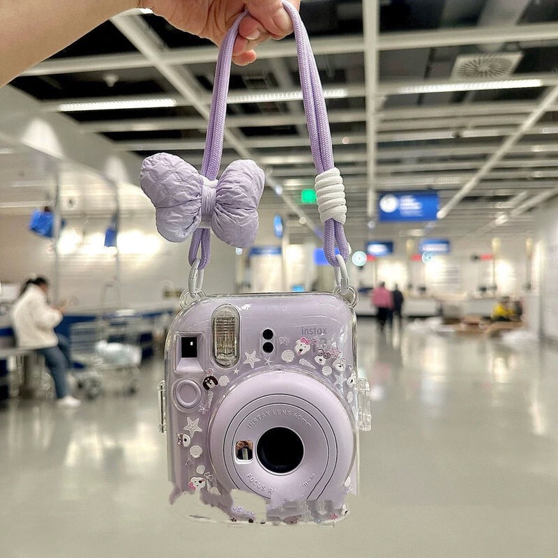 [Mini12 Transparent Case] Instax Crystal Case Polaroid Hard Shell Camera Protective Case Shell Chain Trendy