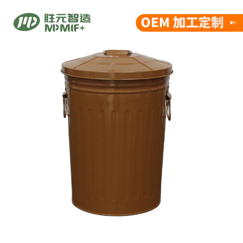 Supports Custom Logo on Round Galvanized Steel Trash Cans, Outdoor Galvanized Iron Cylindrical Storage Bins with Lids Supports Custom Logo on Round Galvanized Steel Trash Cans, Outdoor Galvanized Iron Cylindrical Storage Bins with Lids