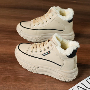 Popular velvet dad shoes for women, thick-soled, all-match warm cotton shoes, 2023 winter new all-match sports and casual shoes