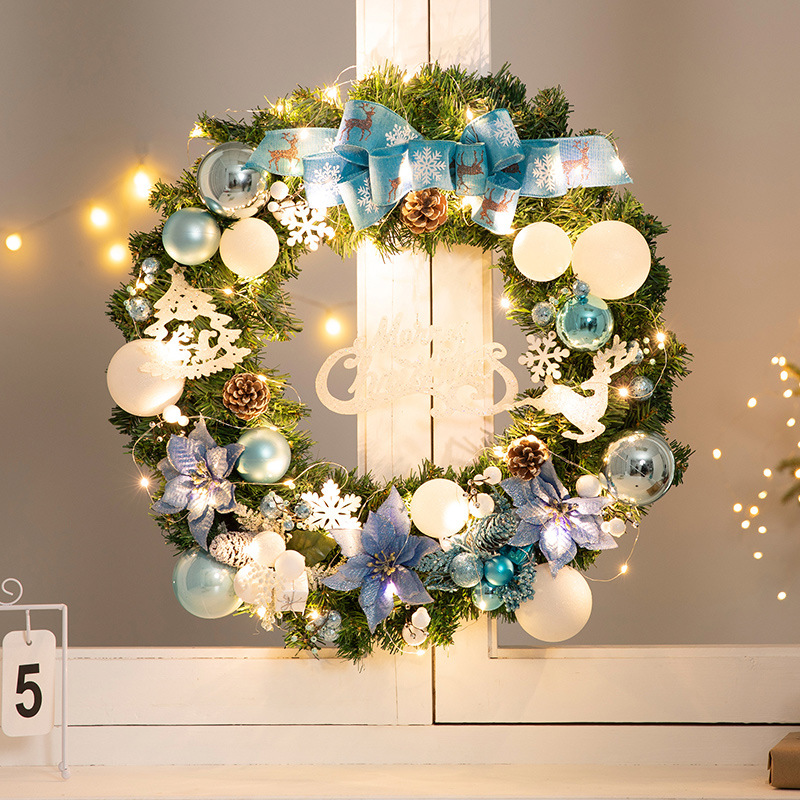 Nueva corona de Navidad, ratán, suministros de decoración navideña, accesorios, colgantes de puertas, colgantes de puertas, adornos de puertas, adornos al por mayor