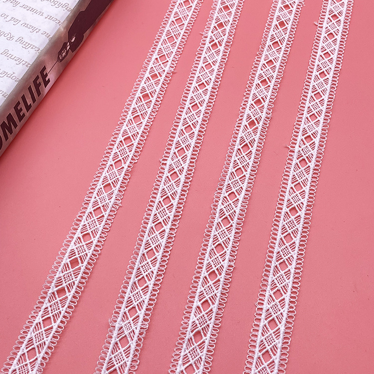 现货水溶刺绣花边 女装婚纱牛奶丝花边 棱形方格花边DIY装饰辅料