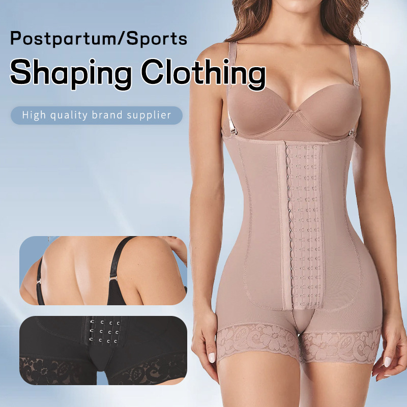 Cross-border plus size one-part corset with non-slip European and American mesh plastic body garment women's four-row buckle open file plastic body garment Cross-border plus size one-part corset with non-slip European and American mesh plastic body garment women's four-row buckle open file plastic body garment