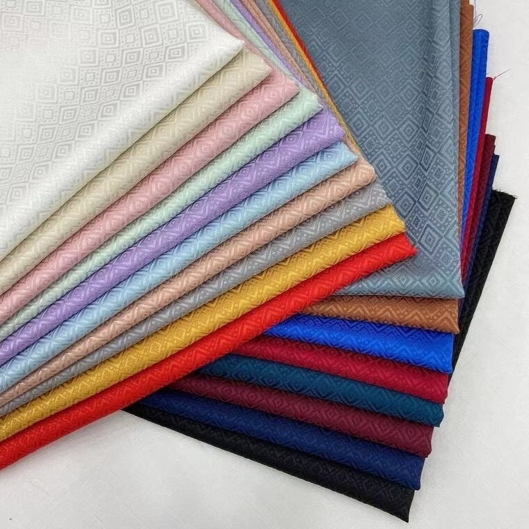 New Diamond Plaid Jacquard Fabric Men's Hanfu Costume High-End Classic Dress Shirt Casual Fashion