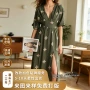 v领印花外贸女士连衣裙