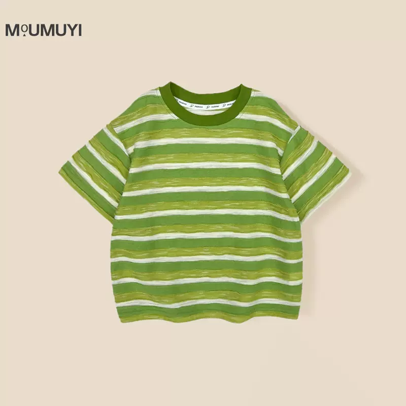 儿童条纹短袖2025夏季新款宽松短袖t恤男童韩版休闲圆领上衣潮酷t