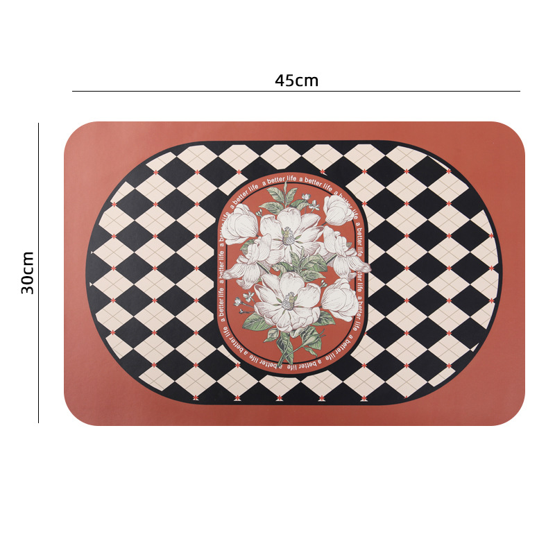 Estera de mesa de cuero vintage impermeable a prueba de aceite desechable vajilla estera tablero de tablero nórdico rejilla lado del gabinete estera de aislamiento engrosada