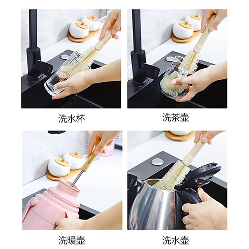 Wooden handle long handle cup brush cup brush milk bottle water cup no dead corner kitchen soy milk wall breaker cup bottle cleaning brush