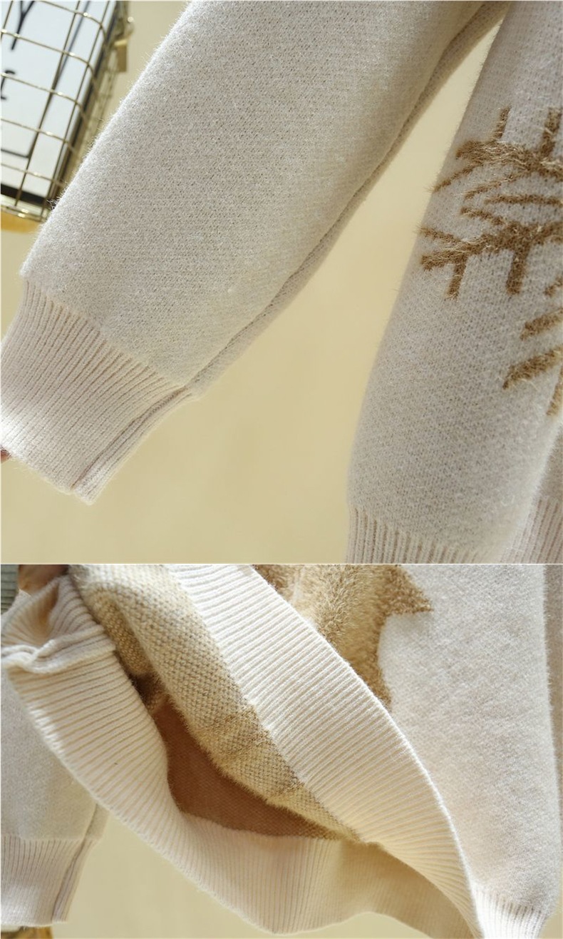 Damen Weihnachts Pullover Mit Rentier Motiv Und Stoffhose Set_voghion.com