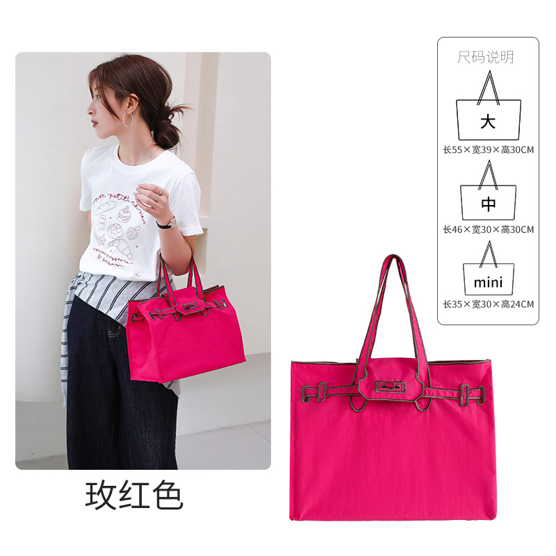 빅 레드 브라운 핸드 토트 백