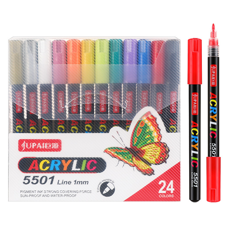 Crazy grab 24-color marcador arte válvula tiza de agua aceite cepillo acrílico pluma 0,7 línea pluma de cerámica