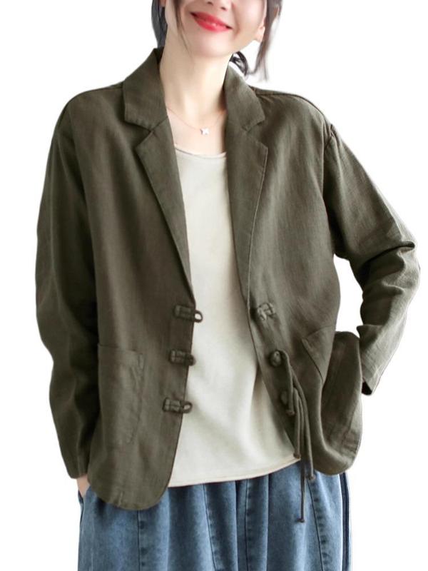 老钱风洋气时髦长袖小西装短外套女日系百搭文艺范亚麻西服开衫秋|undefined