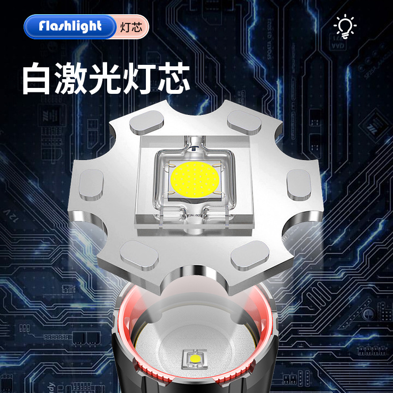 LCD pantalla digital linterna zoom blanco láser linterna de aleación de aluminio luz fuerte tiro largo linterna de alta potencia