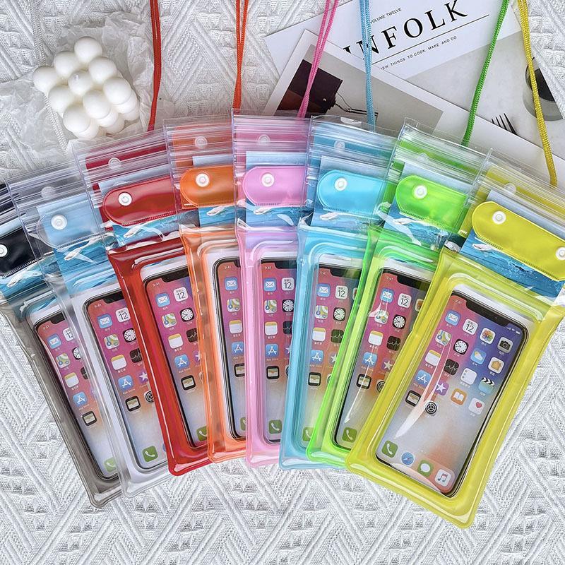 PVC transparent mobile phone waterproof bag tri-fold airbag mobile phone bag outdoor swimming protective case inflatable mobile phone bag