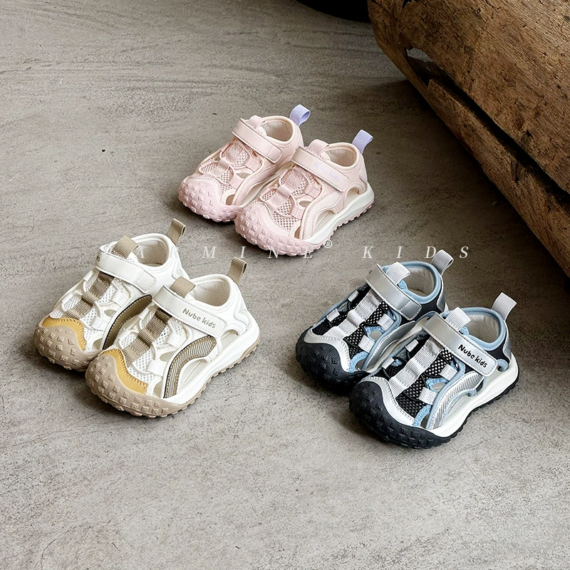 Детские сетчатые сандалии, летняя новая стильная мужская и женская спортивная повседневная обувь с защитой от ударов для малышей, пляжная обувь, дропшиппинг