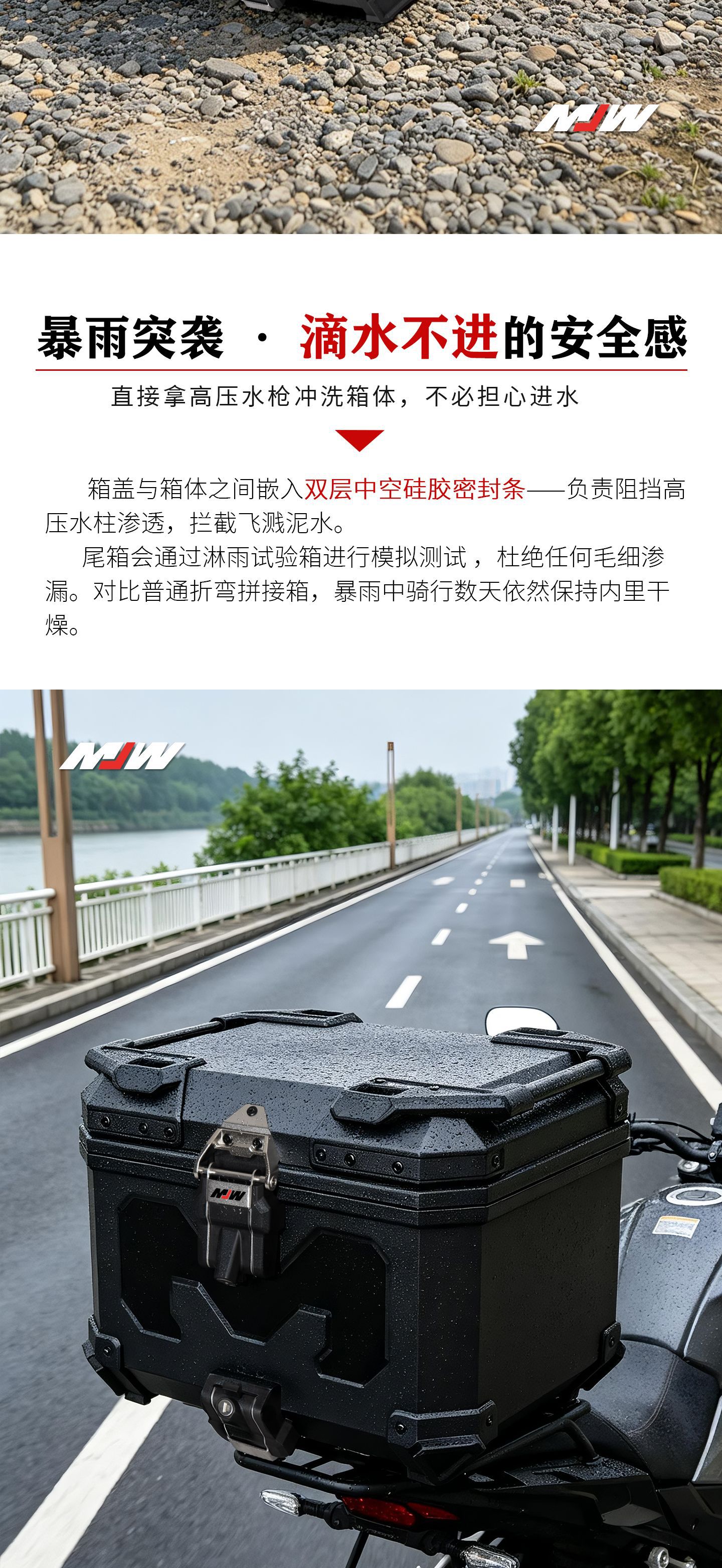 New Model Bm Lock 45L Motorcycle Abs Plastic Tail Box Large Trunk Quick-Release Motorcycle Tail Box Ninebot