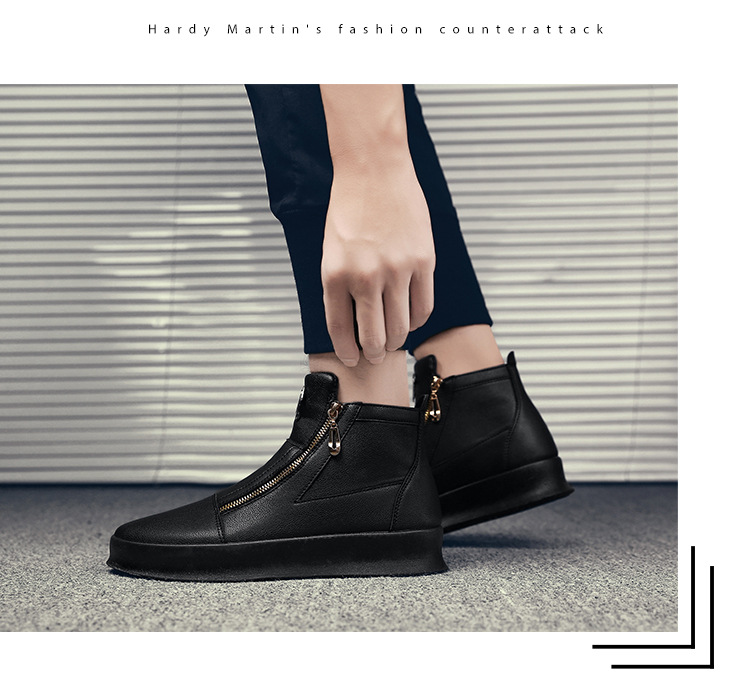 Scarpe sportive alla moda, nuove scarpe alte traspiranti in pelle, scarpe casual bianche con suola spessa, sneakers alte da uomo_voghion.com