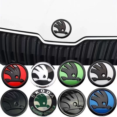 Skoda Front and Rear Logos, Octavia, Fabia Front and Rear Logos 80mm, Black Center Grille Logo 90mm, Rear Logo