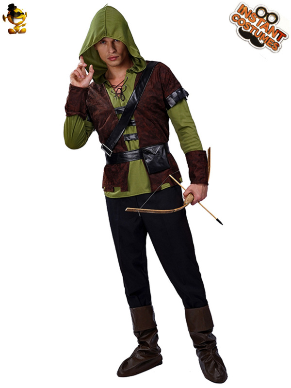 ハロウィーンの成人男性の射手の役は服装を演じます。|undefined