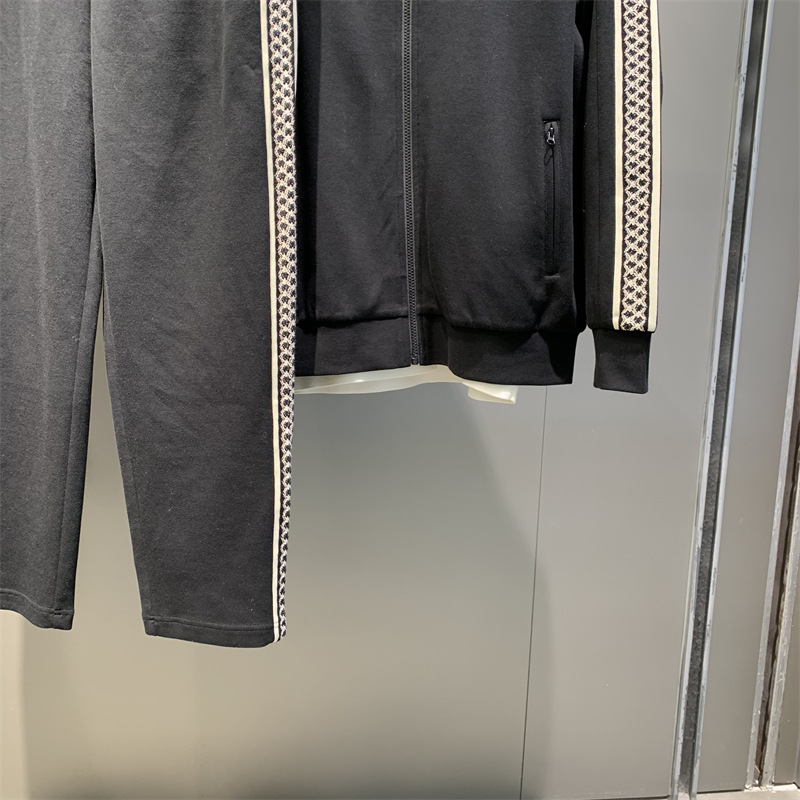 Îmbrăcăminte bărbătească de primăvară, stil nou, tricotat jacquard, cu chingi, costum sport pentru bărbați, elegant, versatil, la modă, cămașă și pantaloni de trening cu fermoar_voghion.com