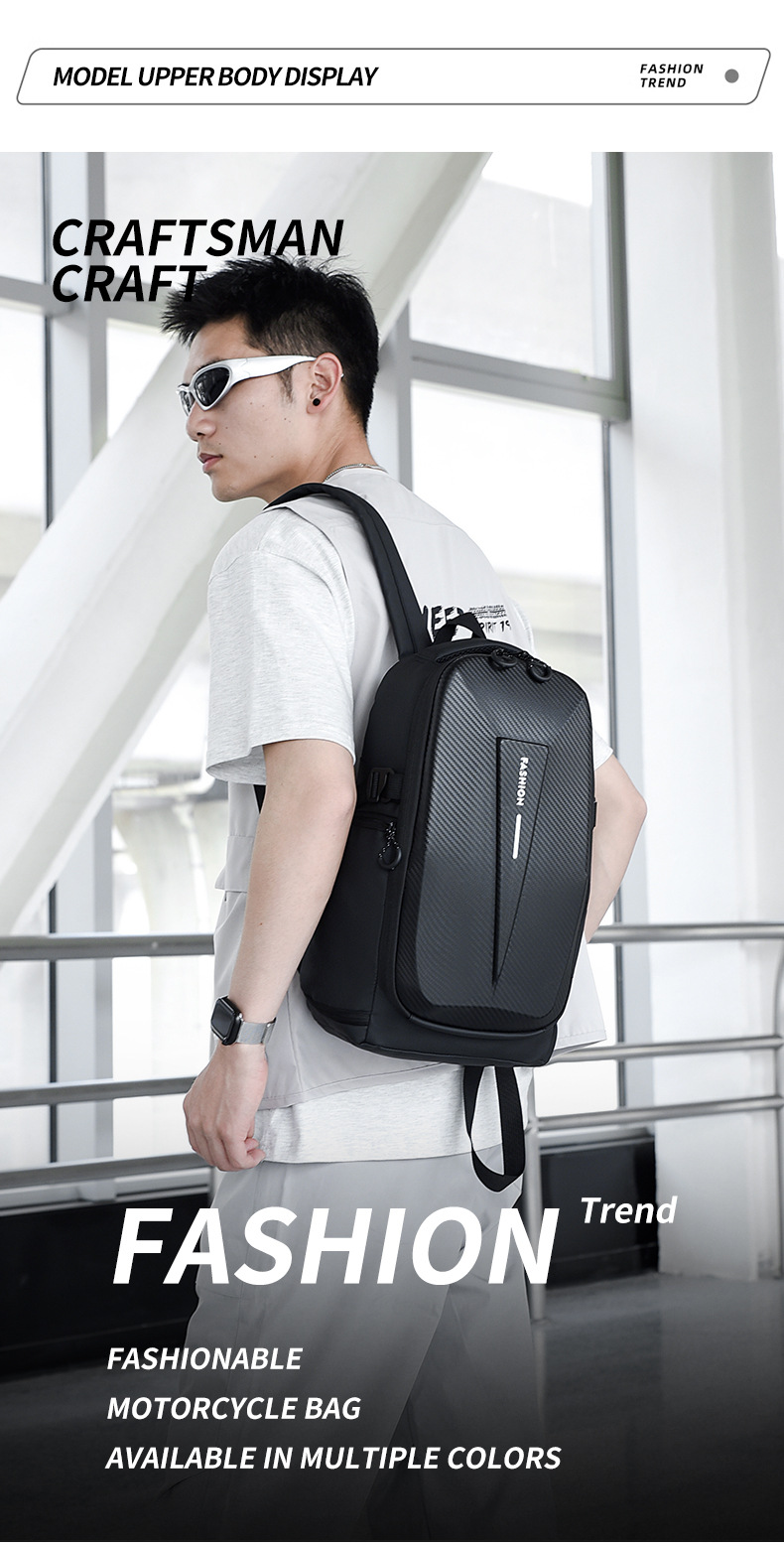 Cross-border hard-shell men's large-capacity backpacks, water-repellent cycling motorcycle backpacks, anti-collision business computer bags undefined