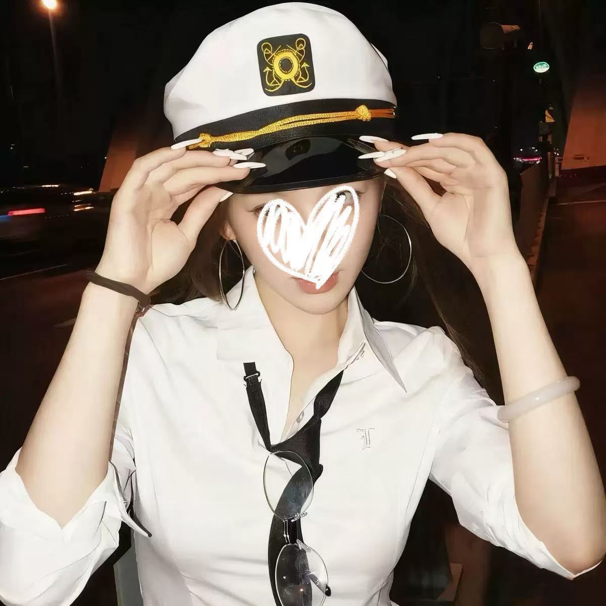 复古英伦风辣妹水手帽白色纯欲风刺绣海军帽网红博主舞台表演道具
