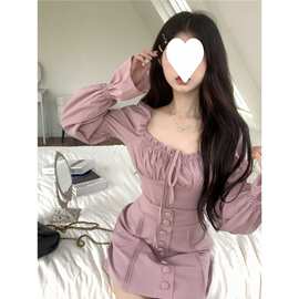 甜美风套装木耳边系带长袖衬衫女2023新款早秋设计感半身裙两件套