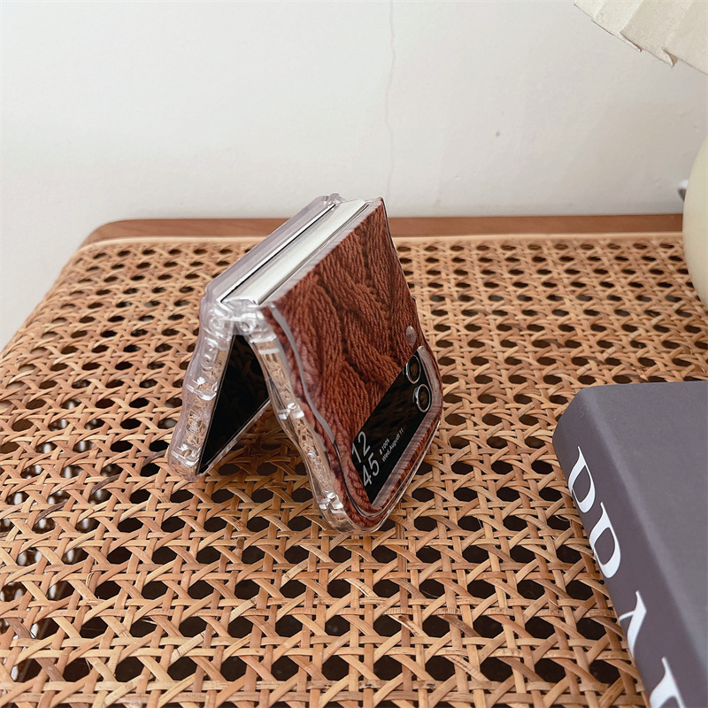 Korean style twist sweater for Samsung zflip5 folding phone case GalaxyZflip3/4 generation woven hand rope_voghion.com