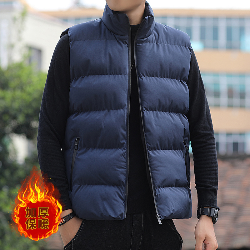 Chaleco para hombre transfronterizo para otoño e invierno, chaleco sin mangas grueso con cuello alto, chaqueta cortavientos para hombre, chaleco cálido de algodón, gilet. image 6