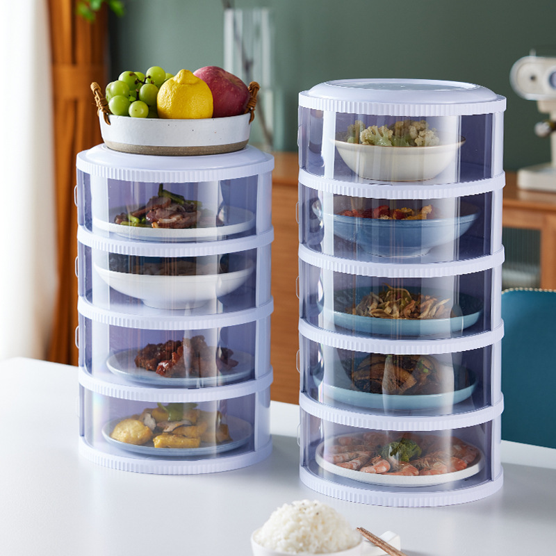 プラスチック料理カバー夏家庭用神器残菜多層収納棚防塵ハエ防止食卓フード保温カバー|undefined