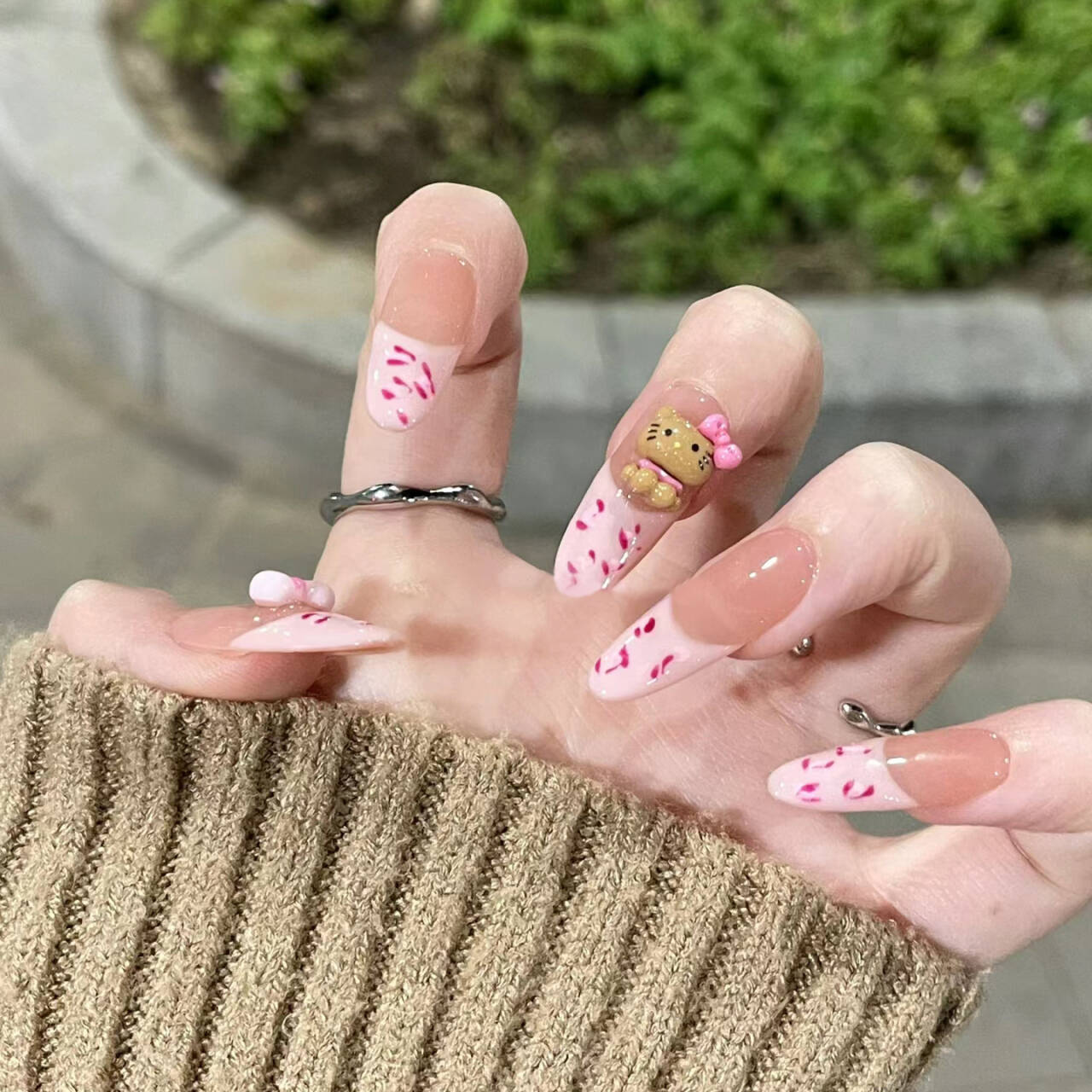 Manual de perforación para usar uñas 2026 nuevo otoño invierno lindo caricatura KT gato Duck Duck francés dulce y cool leopardo manicure