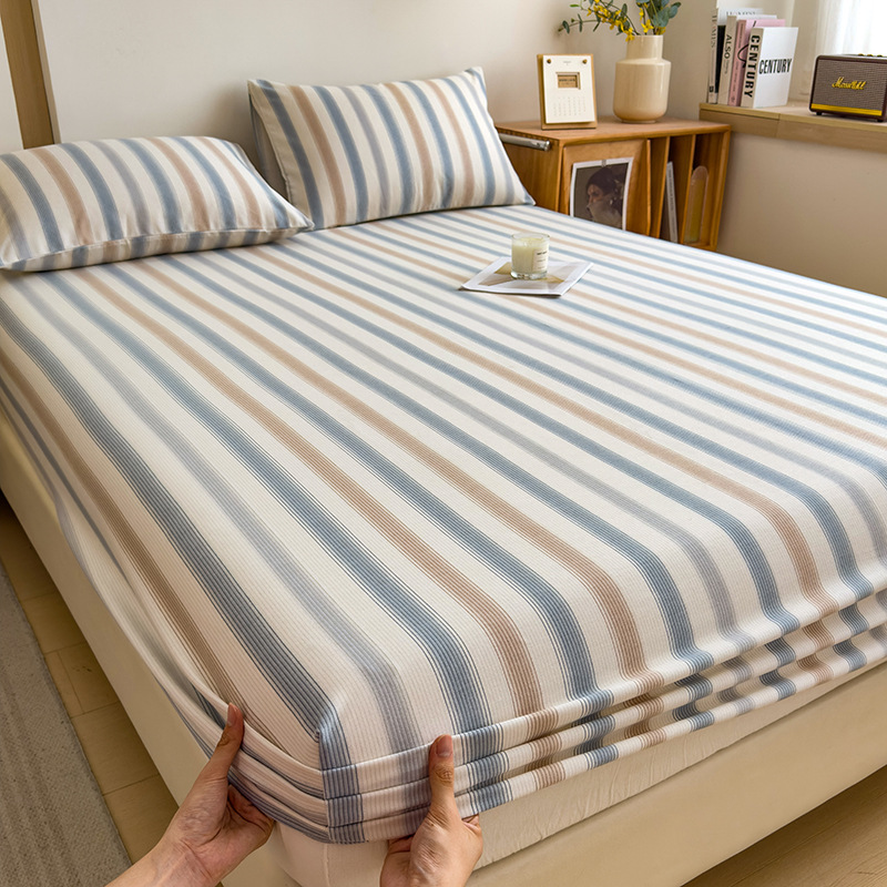Funda de cama cepillada de algodón cubierta protectora de colchón de una sola pieza 2024 nueva funda de cama impresa para una sola persona para todas las estaciones