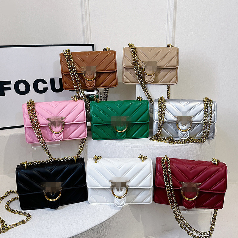 European and American Cross-Border Pinko Women's Bag Summer Niche Accessible Luxury Crossbody Swallow Bag High-End Single Shoulder Chain Armpit Bag