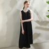 Silk retro elegant long skirt, sleevless dress