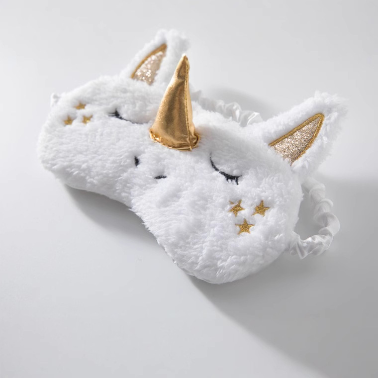 Hochwertige Schlafmaske, Einhornmaske mit goldener und silberner Nase, vier kombinierbare Designs, lichtundurchlässige Plüsch-Schlafmaske, Großhandel ab_voghion.com