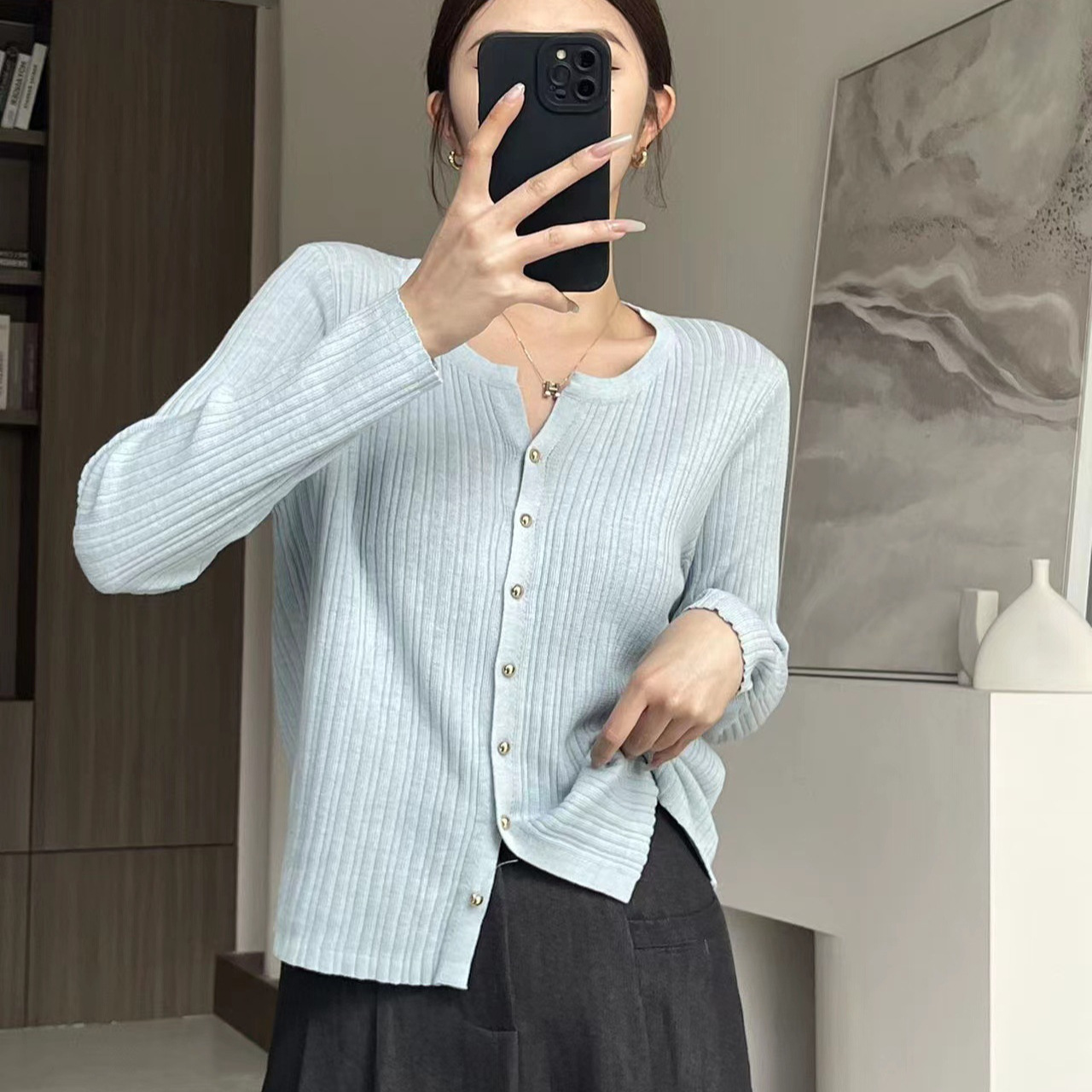 Autumn woolen short base body-friendly cardigan