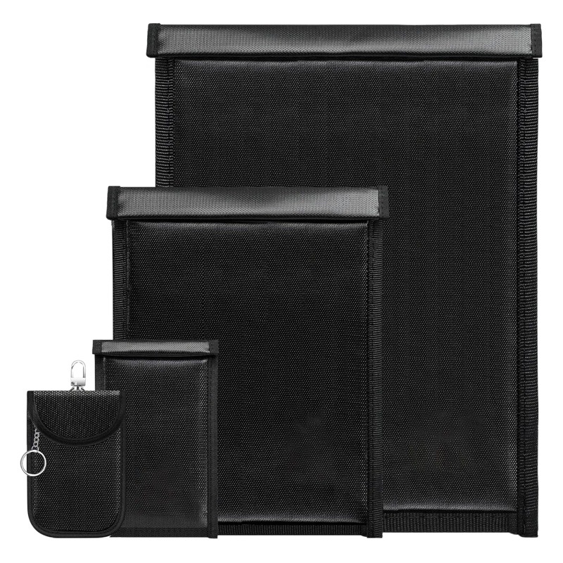 2024 foreign trade new fireproof shielding bag flame retardant mobile phone computer car shielding key bag glass fiber RFID anti-theft