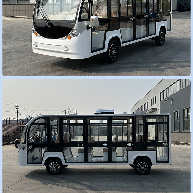 Ce Certified Tourist Shuttle Bus for Scenic Spots, Factory Tours, and Property Viewings, with Doors, 14-Seater Enclosed Electric Sightseeing Vehicle