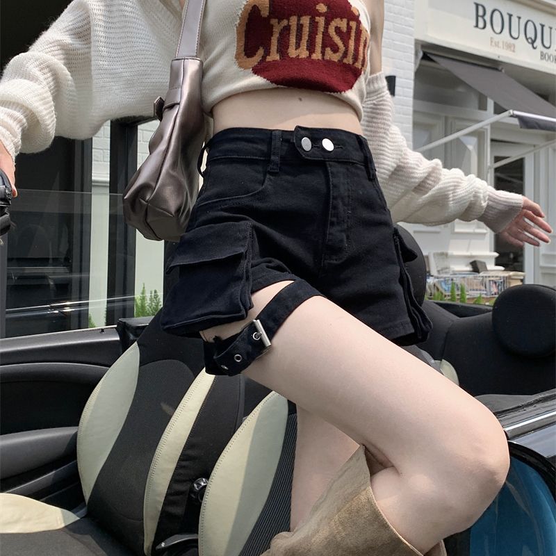 Black denim skirt