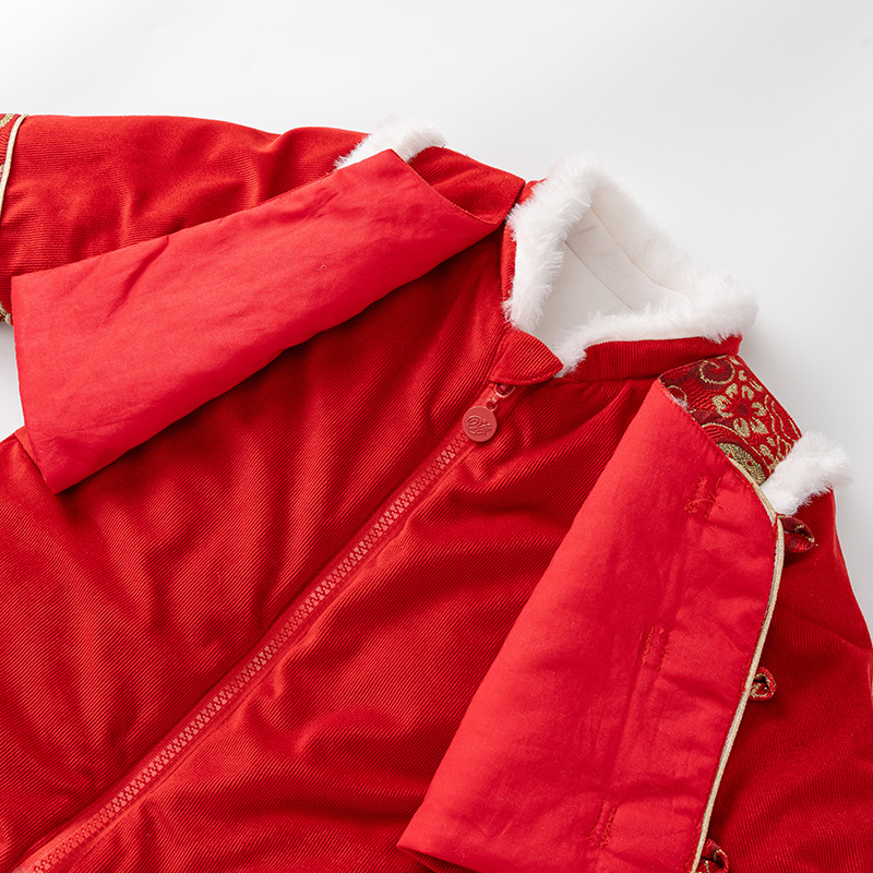 Ropa de bebé invierno nueva engrosada mono caliente niño bebé captura semana vestido estilo chino Tang traje Año Nuevo saludo ropa
