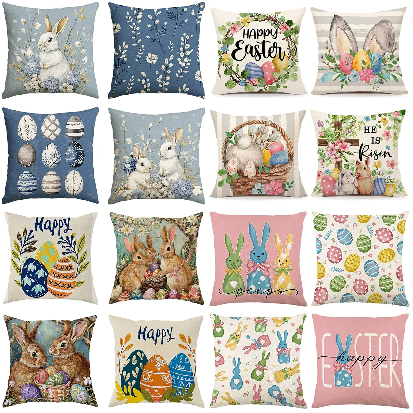 Amazon новый пасхальный наволочек яйцо кролик принт льняная водонепроницаемая гостиная декор диван наволочка