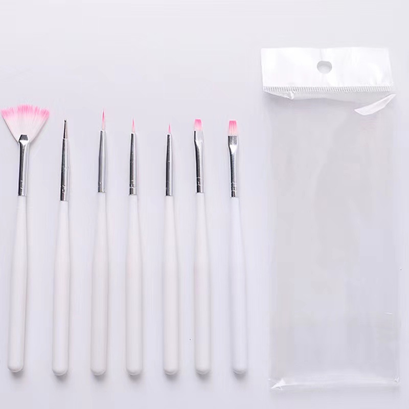 Venta al por mayor uñas pintura pluma 7 piezas traje tallado pluma dibujo cepillo de uñas 7 piezas conjunto cepillo de uñas herramientas suministros