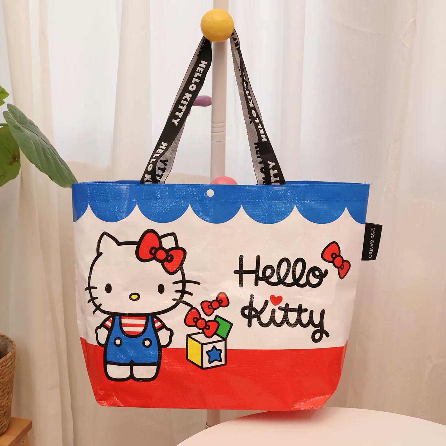 Hello kitty, настоящая ткацкая ручная сумка для покупок, складывающаяся сумка через плечо