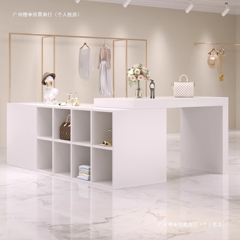 服装店中岛台展示柜储物柜鞋柜包包女装饰品店陈列架流水台收银台