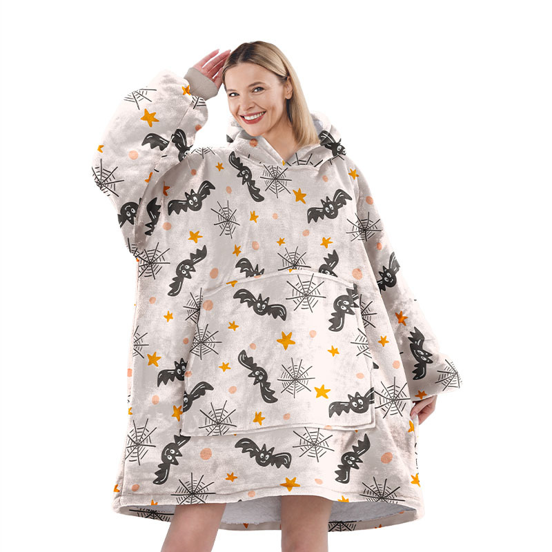 Halloween gran franela pareja ropa casera casual pijamas calentamiento europeo y americano encapuchado pijama perezoso