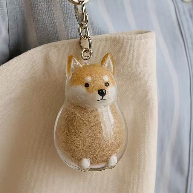 毛収納ボックスかわいい子犬透明動物毛玉カプセルペンダント装飾記念ダストボックス収集おもちゃ|undefined