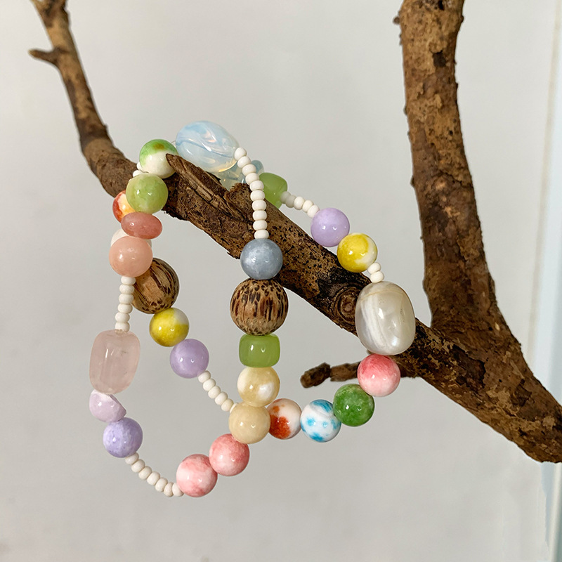 Chinoiserie Geometric Agate Beaded Bracelets