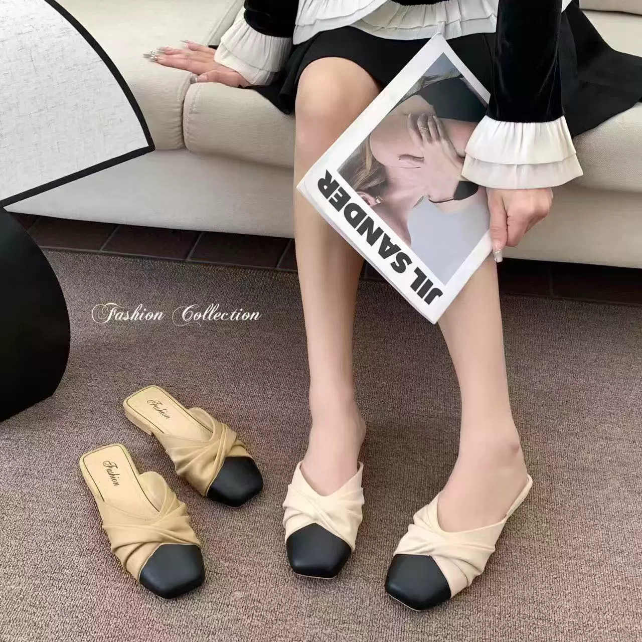 Слайд, тапочки, антискользящая обувь весной, стиль Chanel