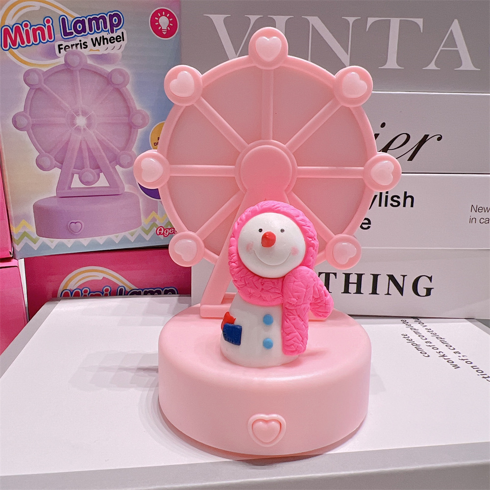 폴리머 클레이 눈사람 관람차 램프 분말