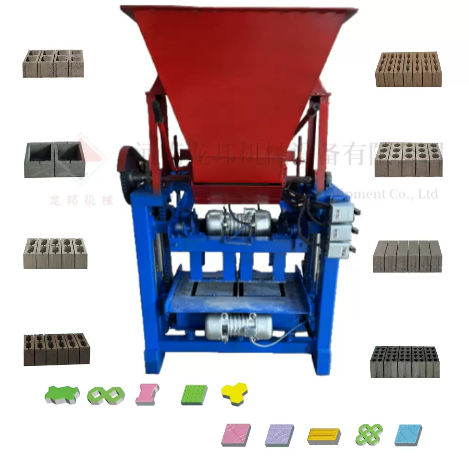 龙邦机械 4-35半自动空心砌块水泥制砖机生产线 混凝土制砖机